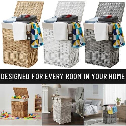Wicker laundry basket with - basket,
