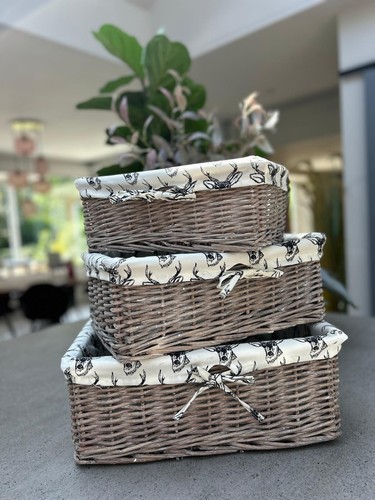 Shallow wicker storage baskets - shallow,